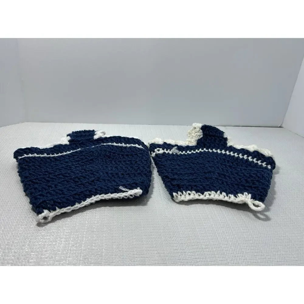 Hand Crocheted Double Thick Hot Pad Pot Holder Pair‎ VTG Granny Core Underwear